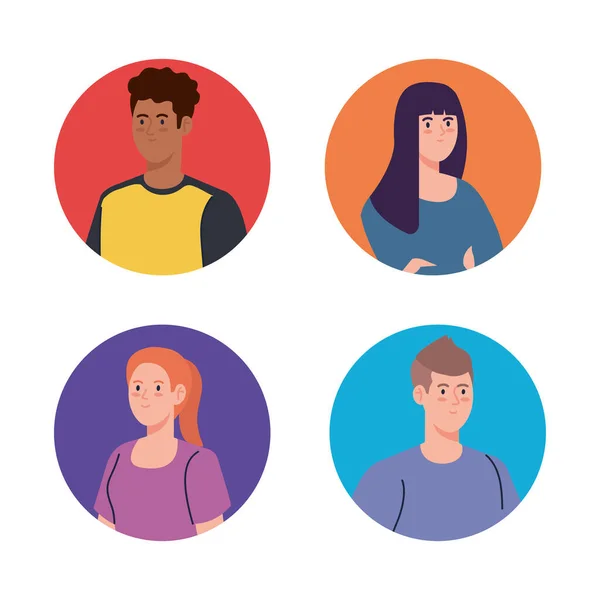 Group young people, women and man in circle — Stock Vector