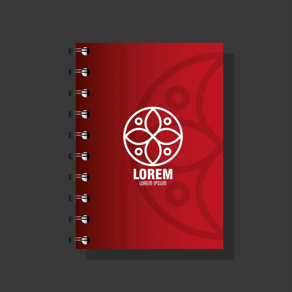 Εταιρική ταυτότητα μάρκα mockup, notebook κόκκινο mockup με λευκό σημάδι — Διανυσματικό Αρχείο