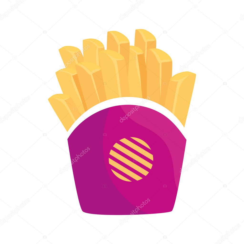 potatoes french fries on white background