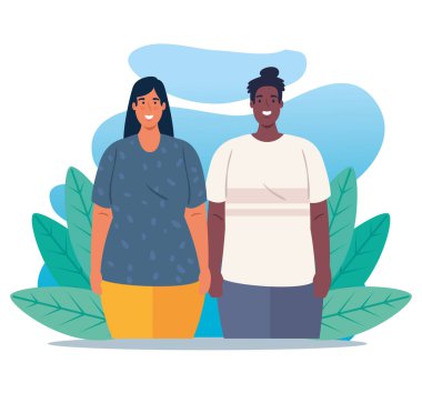 Çok ırklı genç çift, çeşitlilik ve çok kültürlülük kavramı