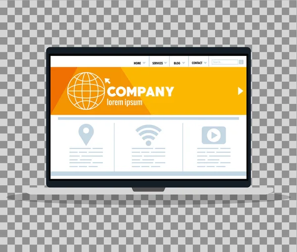 ( 영어 ) mockup response web, conception website development in laptop — 스톡 벡터