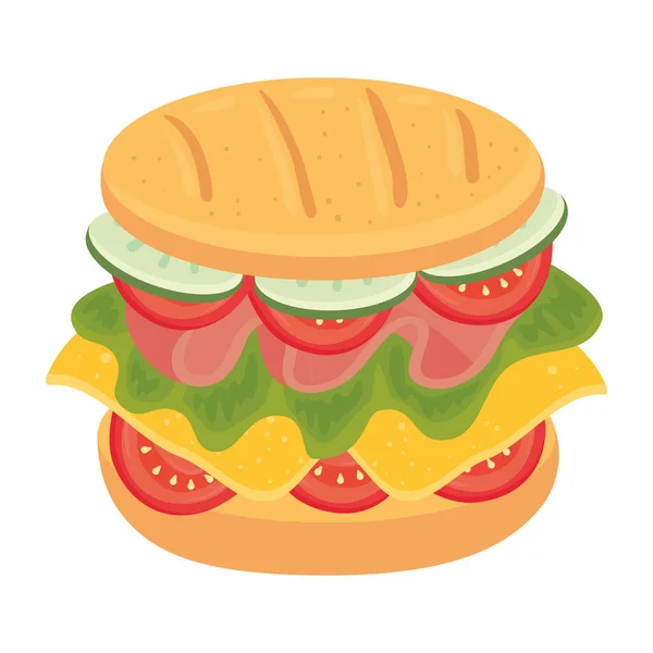 Delicious sandwich on white background — Stock Vector