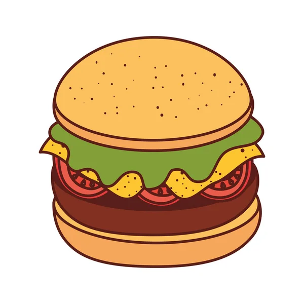 Hambúrguer ícone fast food, no fundo branco — Vetor de Stock