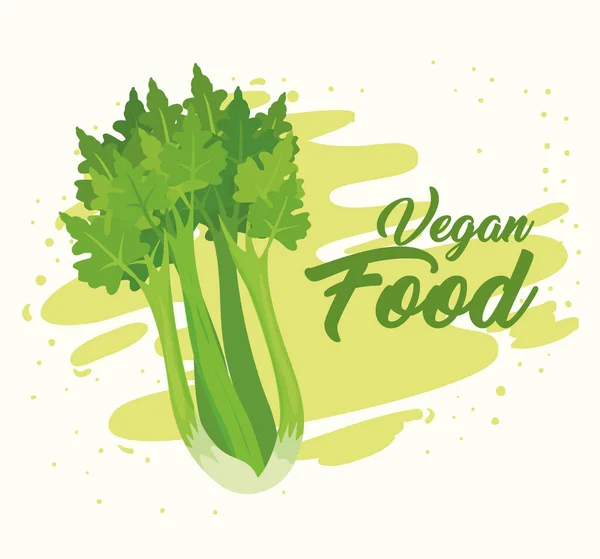 Banner with vegetables, concept vegan food, with fresh celery — Stock Vector