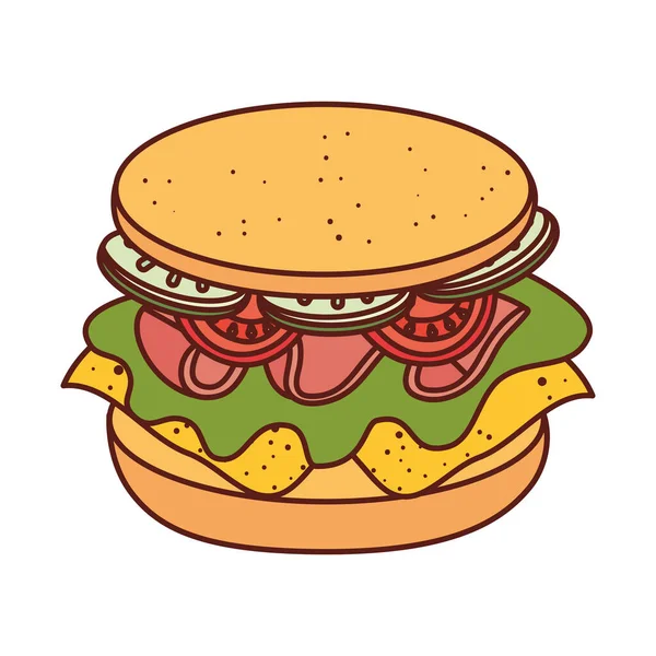 Delicioso sándwich sobre fondo blanco — Vector de stock