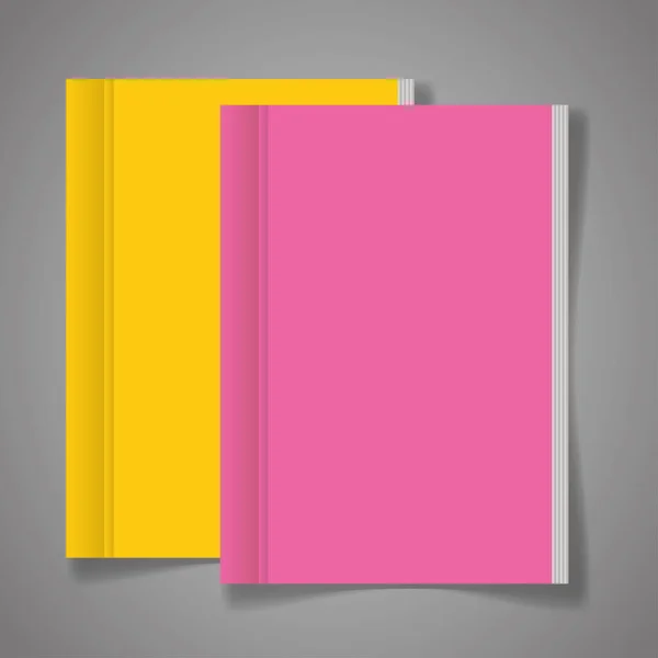 Identidad corporativa marca maqueta, maqueta con libros de cubierta de color rosa y amarillo — Vector de stock