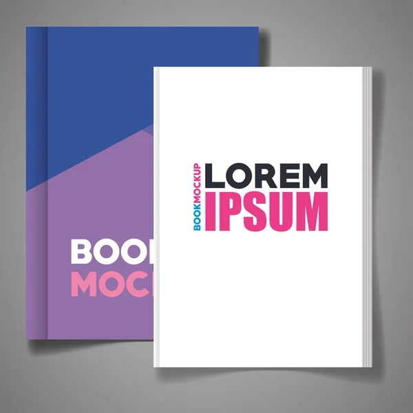 Identidad corporativa marca maqueta, maqueta con libros de cubierta de color púrpura y blanco — Archivo Imágenes Vectoriales