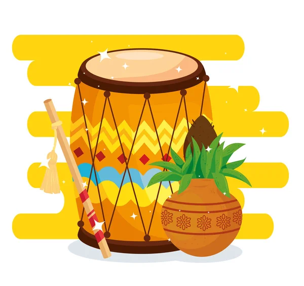 Conjunto de iconos de la feliz celebración navratri — Vector de stock