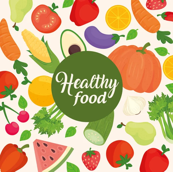 Banner with vegetables and fruits, concept healthy food — Stock Vector