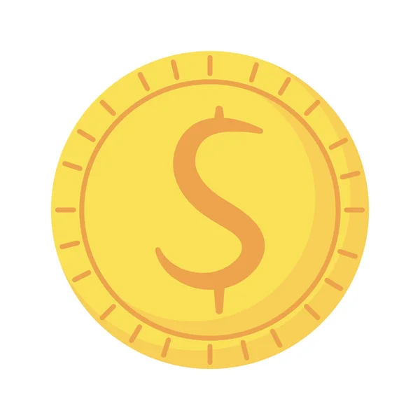 Munt geld dollar geïsoleerde pictogram — Stockvector