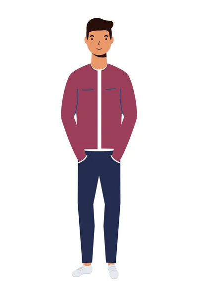 Young man casual avatar character — Stock Vector