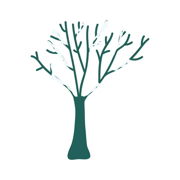 Träd växtekologi natur med snö — Stock vektor