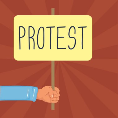 El ele tutuşan protesto pankartı simgesi