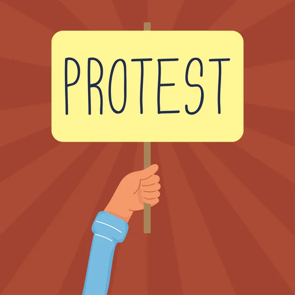 Χέρι κρατώντας εικονίδιο banner διαμαρτυρία — Διανυσματικό Αρχείο