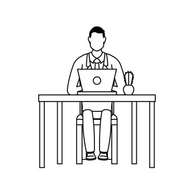 İş yerinde dizüstü bilgisayarda çalışan zarif bir iş adamı.