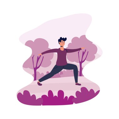 Genç adam egzersiz yapıyor.