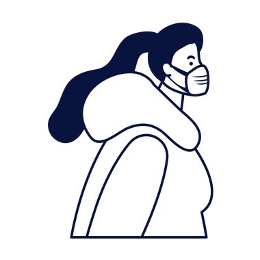 Tıbbi maske takan genç bir kadın.