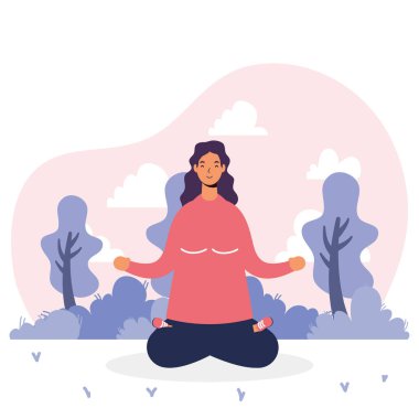 Yoga karakterini uygulayan genç bir kadın.