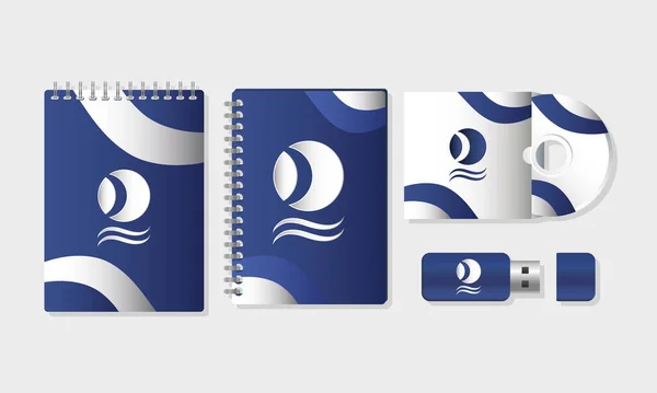 Fornitura di branding per notebook e compact disk con memoria USB — Vettoriale Stock