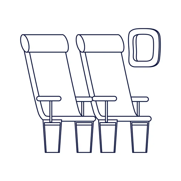 Vliegtuigstoelen scène geïsoleerd pictogram — Stockvector
