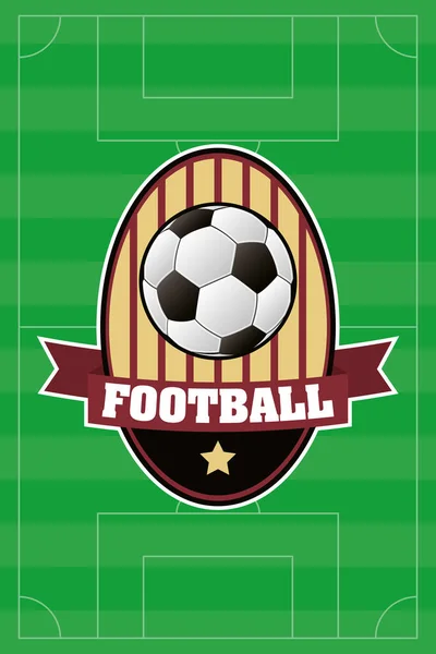Póster deportivo de fútbol con globo en escudo — Archivo Imágenes Vectoriales