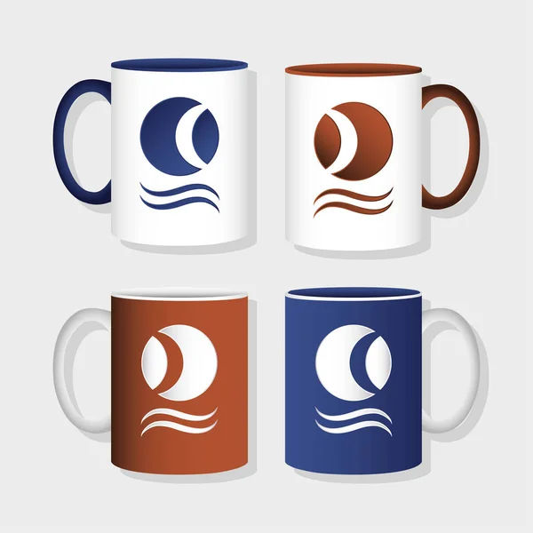 Taza taza con bolígrafos marca icono aislado — Vector de stock