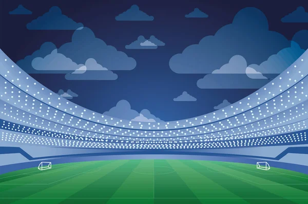 Afiche de emblema deportivo de fútbol con escena de estadio — Archivo Imágenes Vectoriales