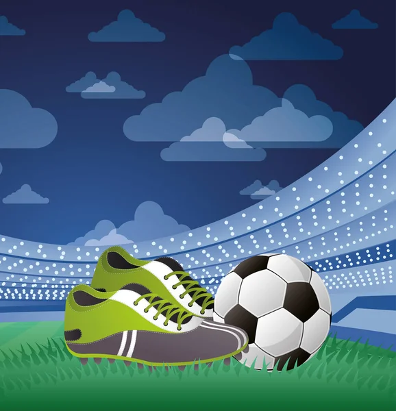 Football ballon de sport football avec des chaussures équipement et trophée — Image vectorielle