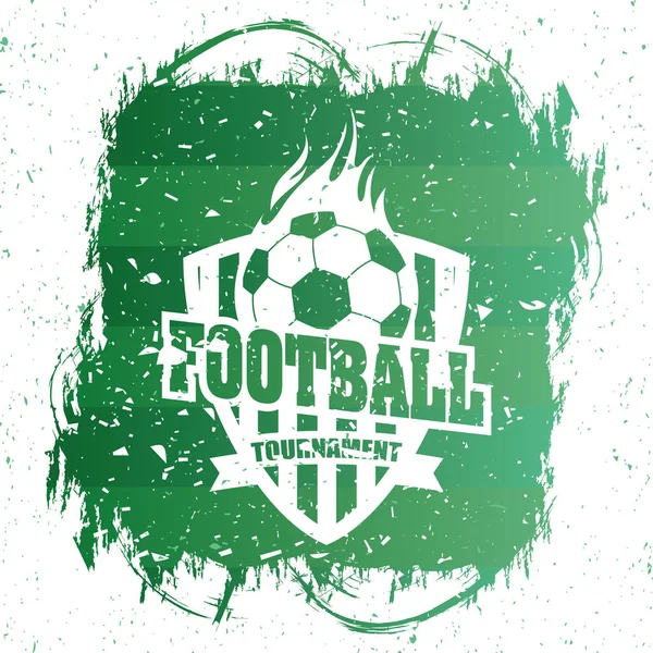 Afiche verde deporte fútbol con emblema de globo — Archivo Imágenes Vectoriales