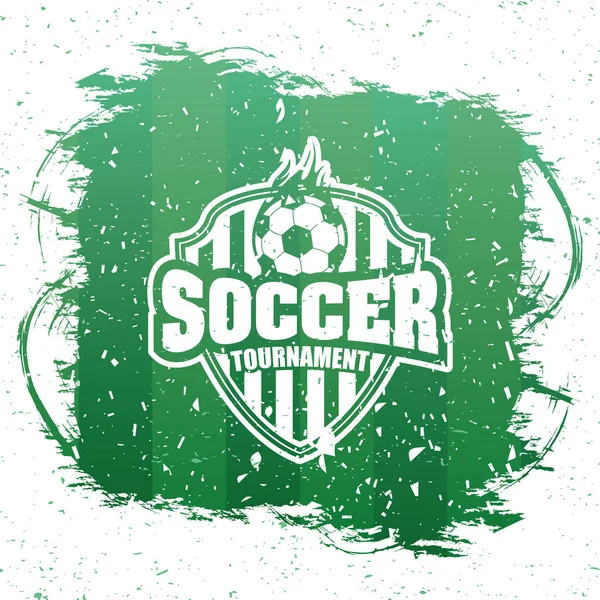 Soccer sport green poster with balloon emblem — Stock Vector