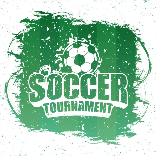 Football sport affiche verte avec emblème ballon — Image vectorielle