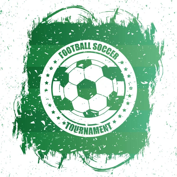 Futebol esporte cartaz verde com emblema de balão — Vetor de Stock