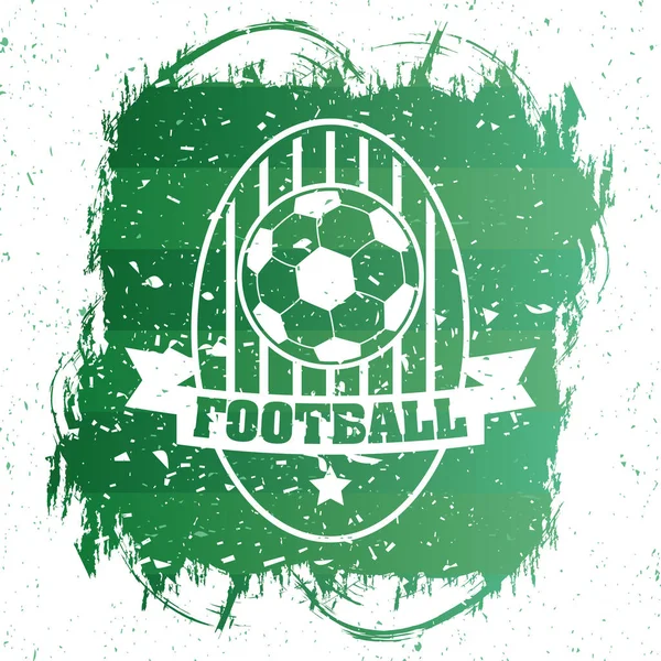 Afiche verde deporte fútbol con emblema de globo — Vector de stock