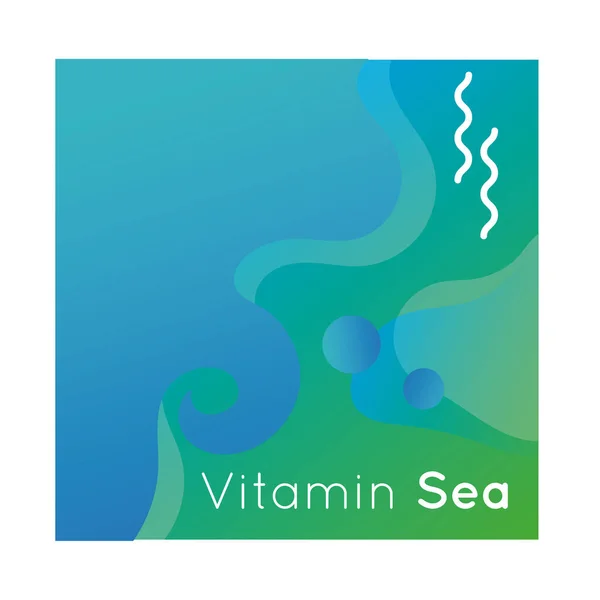 Vitamin sea colorful banner with lettering — Stock Vector