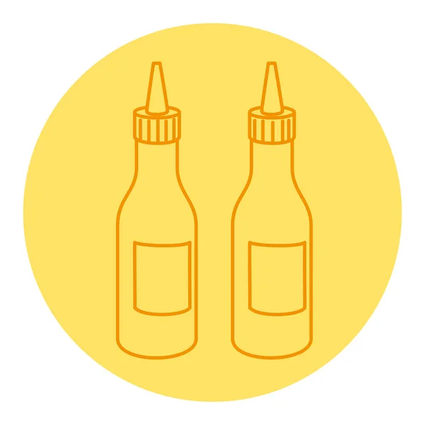 Butelkowane sosy, ikona stylu linii — Wektor stockowy