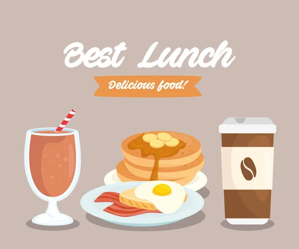 Poster of delicious food, best lunch — Stock Vector