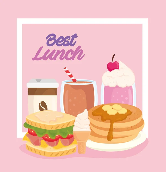 En iyi öğle yemeği posteri, lezzetli yemekler. — Stok Vektör