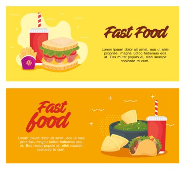 Poster, lezzetli fast food.