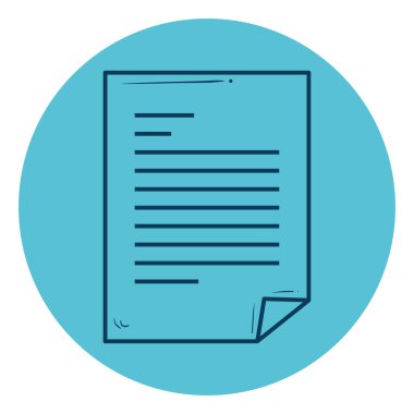 kağıt belge simgesi, daire çerçevesinde satır biçimi