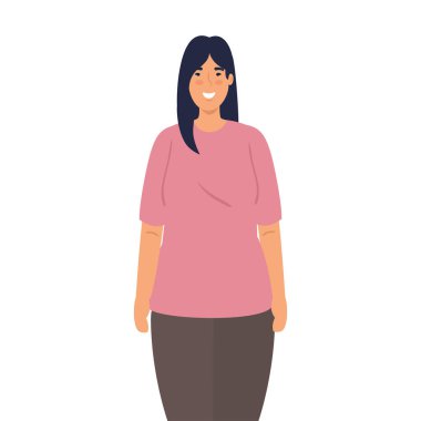 Beyaz arka planda Asyalı genç bir kadın.