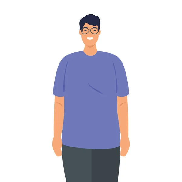 Asiático joven hombre con gafas, sobre fondo blanco — Vector de stock