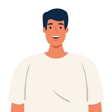 Genç adam beyaz arka planda yakışıklı görünüyor.