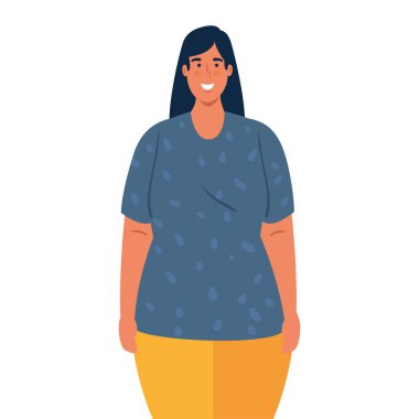 Beyaz arka planda genç bir kadın