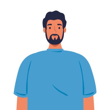 Beyaz arka planda sakallı genç bir adam.