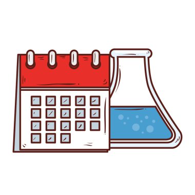 Beyaz arkaplanda takvim anımsatıcılı tüp testi