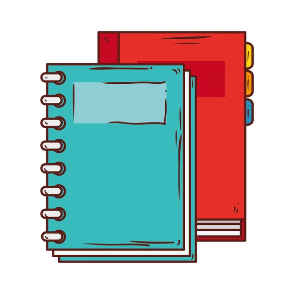 École d'approvisionnement carnet avec planificateur de journal sur fond blanc — Image vectorielle