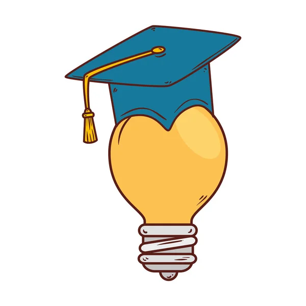 Graduação chapéu em lâmpada, no fundo branco —  Vetores de Stock