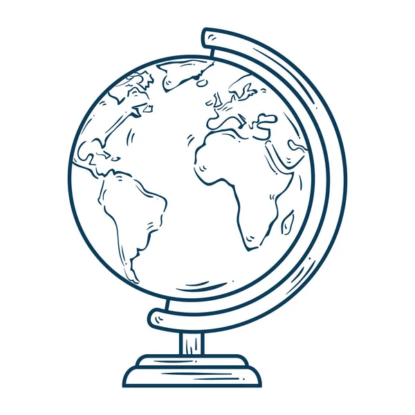 Világ bolygó Föld iskolai ellátás, vonal stílus ikon — Stock Vector