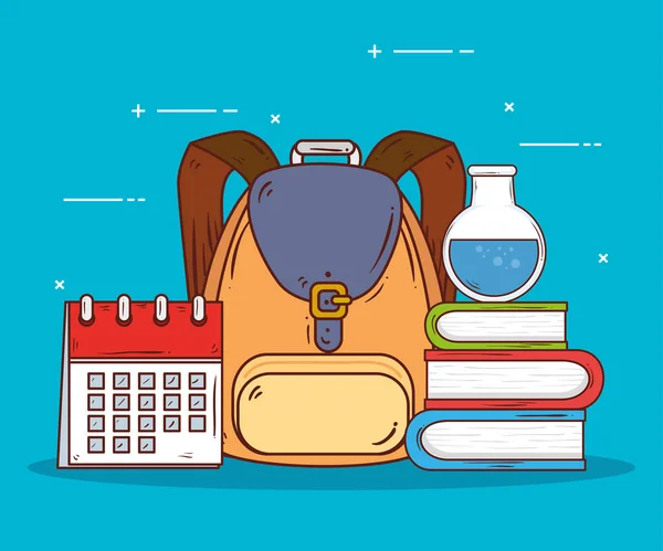 School bag with supplies education — Stock Vector