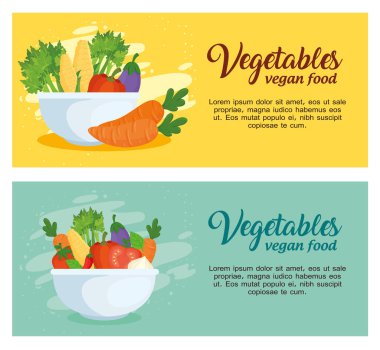 Sebzeli pankart, sağlıklı yiyecek konsepti